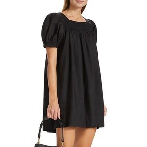 Dôen black Earhart Puff-Sleeve Minidress
